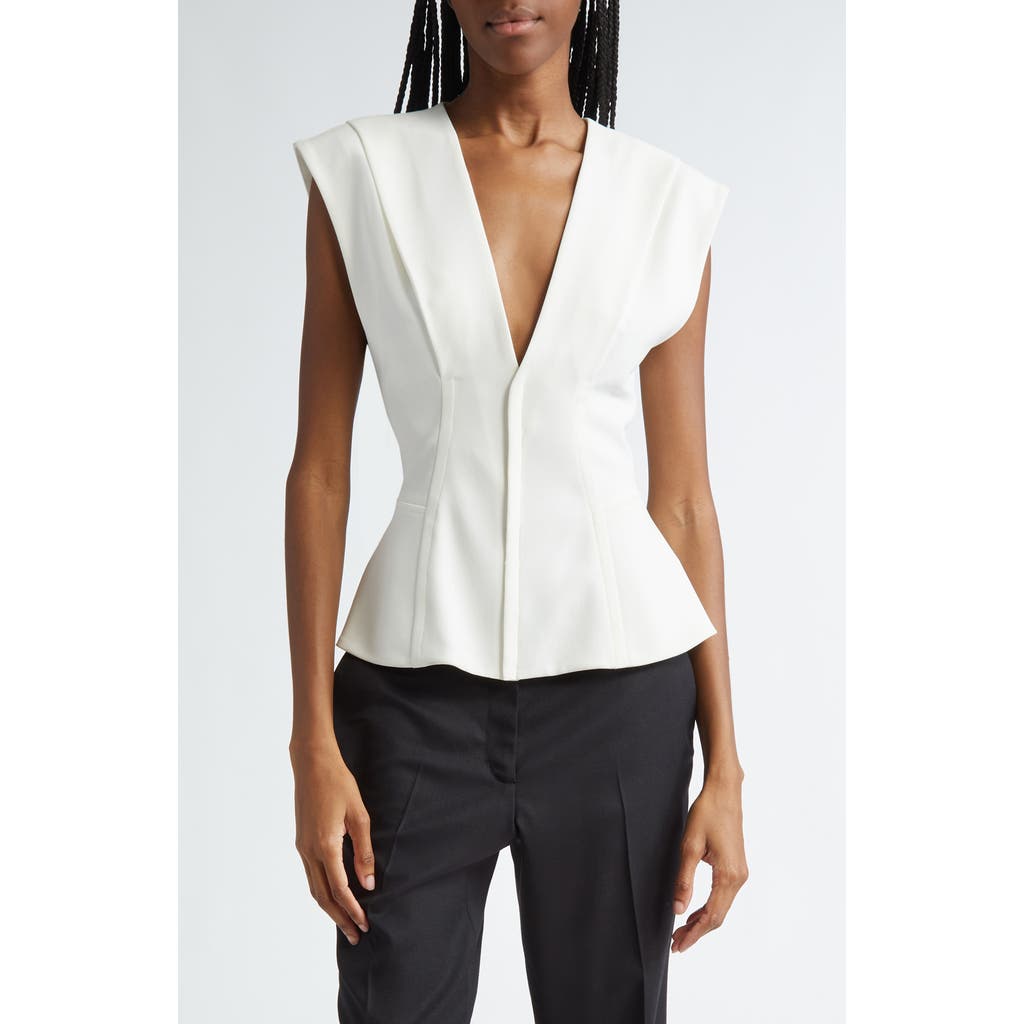 Shop Proenza Schouler Janet Cap Sleeve Peplum Top In White