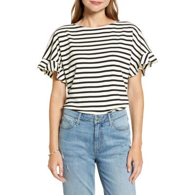 Rachel Parcell Back Bow Stripe Tee, Black (Nordstrom Exclusive)
