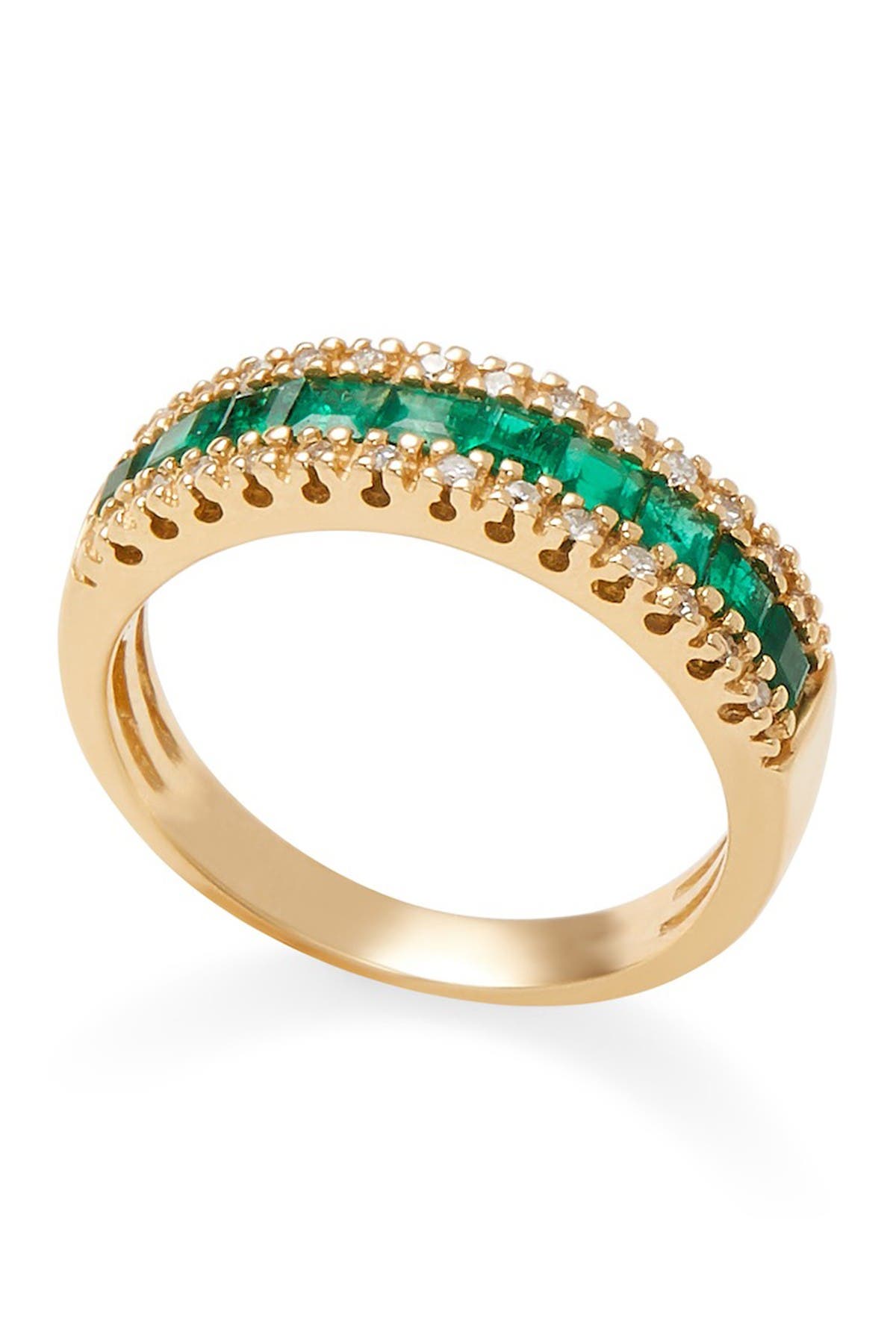 Effy | 14K Yellow Gold Diamond & Emerald Ring - 0.13 ctw - Size 7 ...