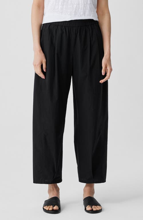 Eileen Fisher Pleated Organic Cotton Lantern Pants In Black