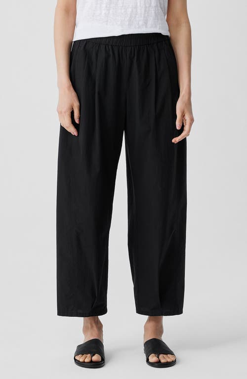 Shop Eileen Fisher Pleated Organic Cotton Lantern Pants In Black