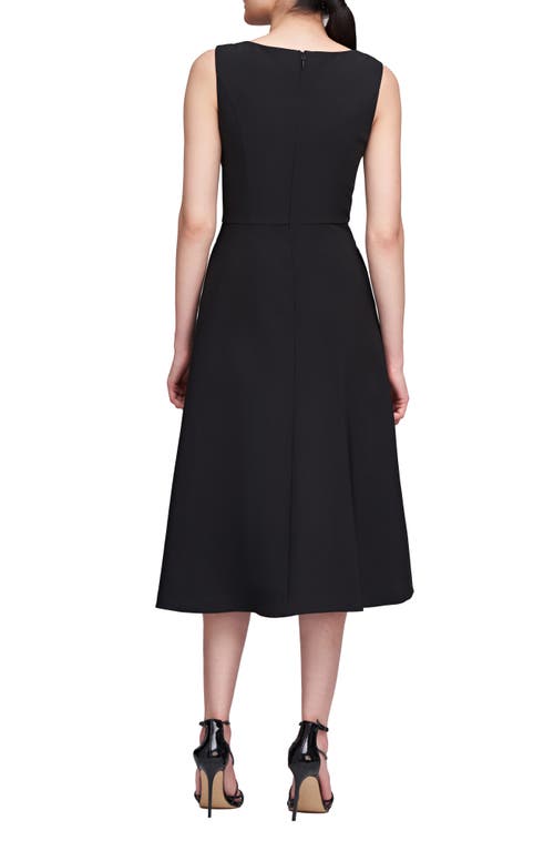 Shop Kay Unger Begonia Crepe & Chiffon Midi A-line Dress In Black