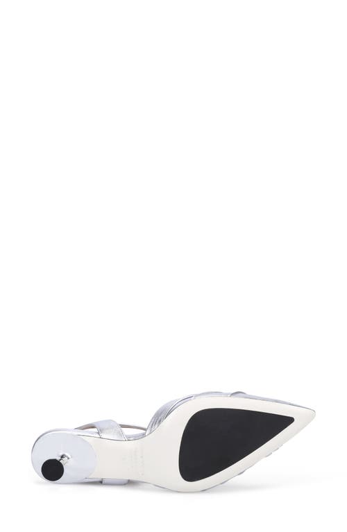 Ron White Quinelle Ankle Strap Pointed Toe Kitten Heel Pump In Silver