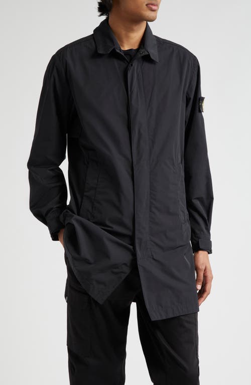 Stone Island Water Resistant Microtwill Trench Coat Black at Nordstrom,