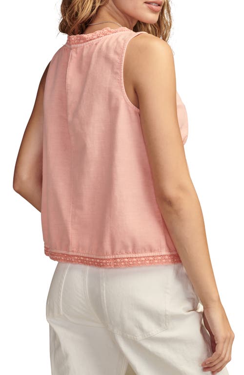 Shop Lucky Brand Flyaway Lace Trim Tank In Coral Almond