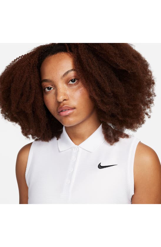 Shop Nike Victory Dri-fit Sleeveless Golf Polo In White/ Black