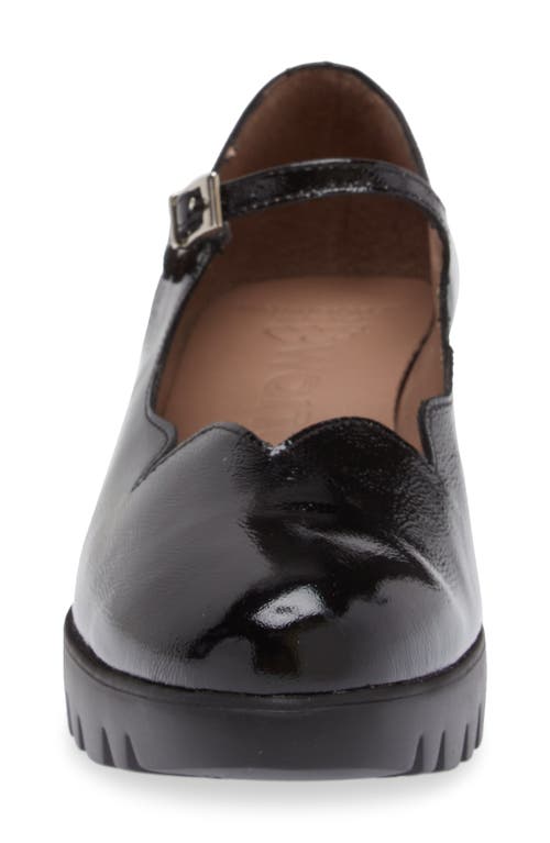 Shop Wonders Mary Jane Platform Wedge Pump In Black Patent Leather