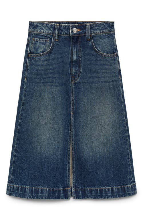 Mango Denim Midi Skirt In Dark Blue