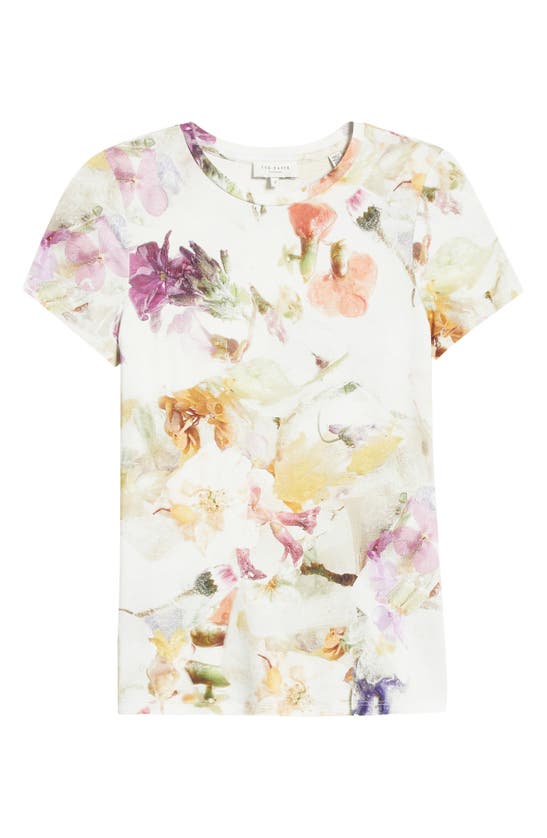 Shop Ted Baker Libbyly Floral Print Fitted T-shirt In White