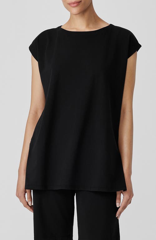Eileen Fisher Boat Neck Cap Sleeve Boxy Top at Nordstrom,