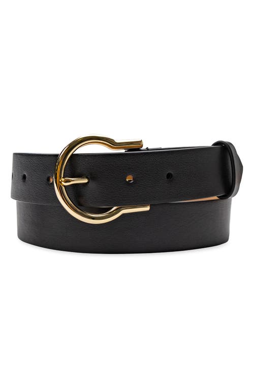 COLE HAAN COLE HAAN HINGED BUCKLE LEATHER BELT 