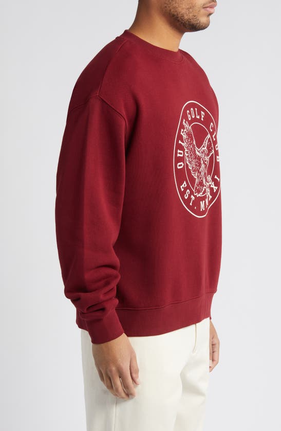 Shop Quiet Golf Owl Cotton Graphic Sweatshirt In Burgundy