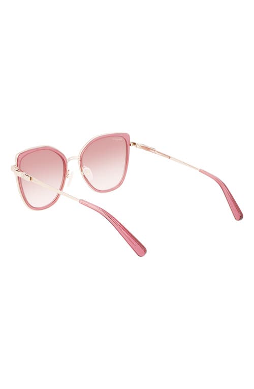 Shop Ferragamo 54mm Gradient Cat Eye Sunglasses In Rose Gold/bordeaux