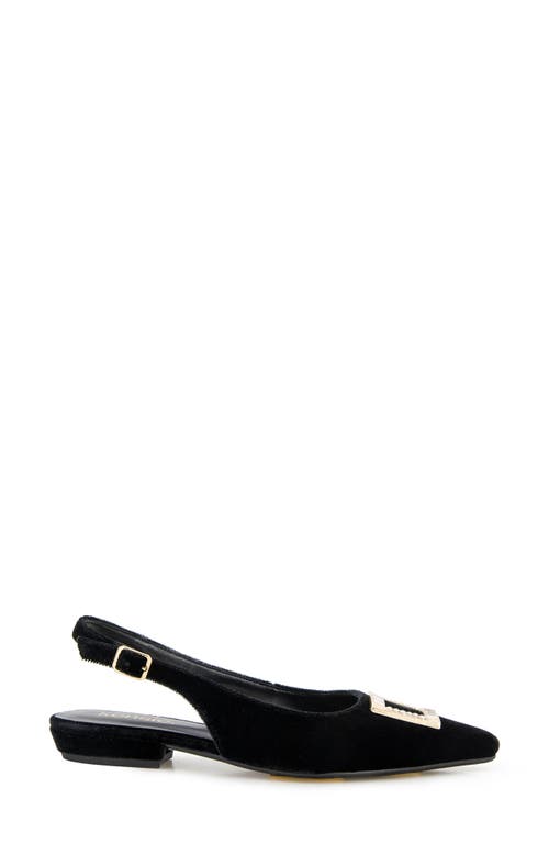 Kensie Poppi Crystal Buckle Slingback Flat In Black Velvet