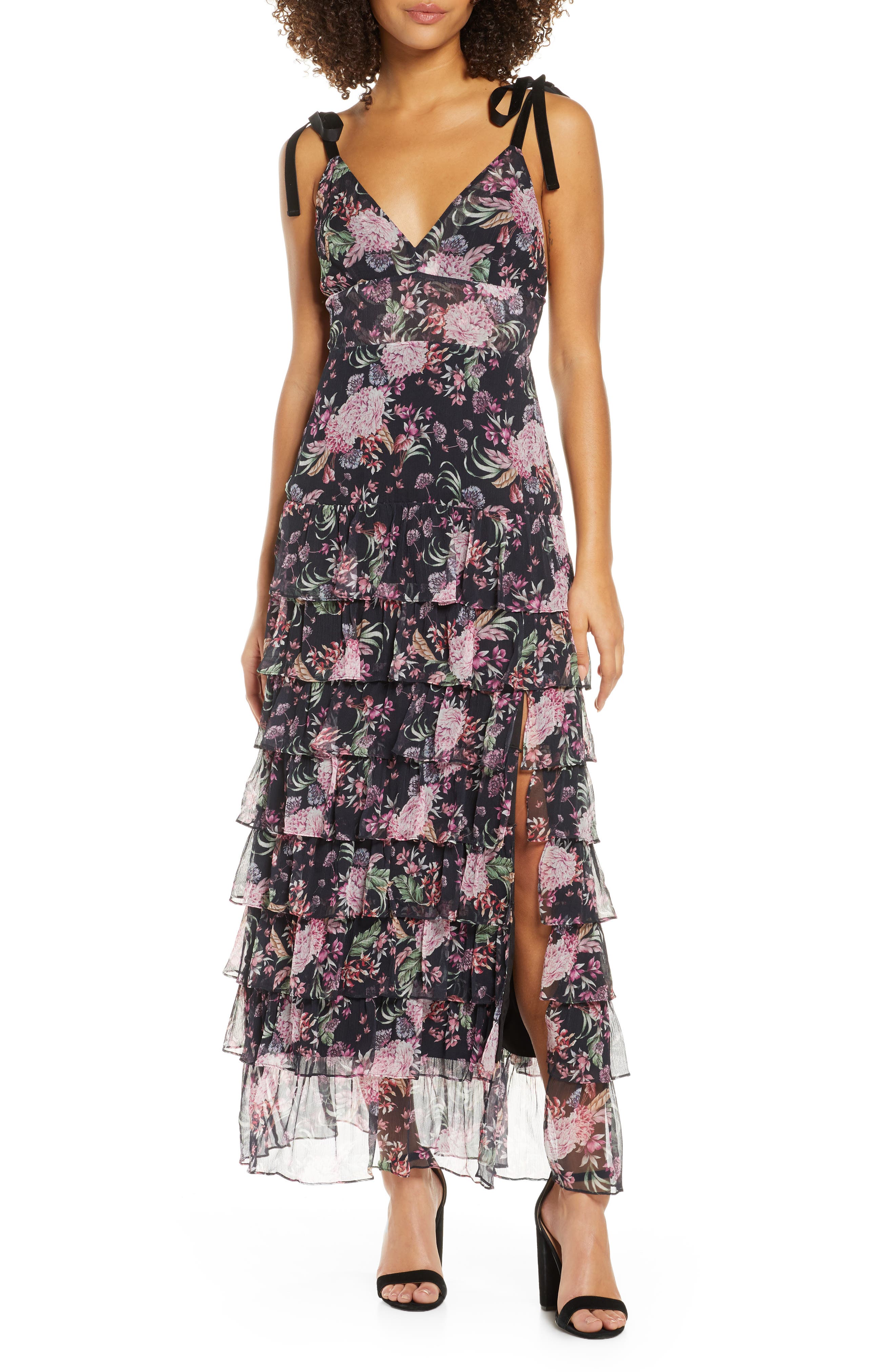 floral ruffle maxi dress