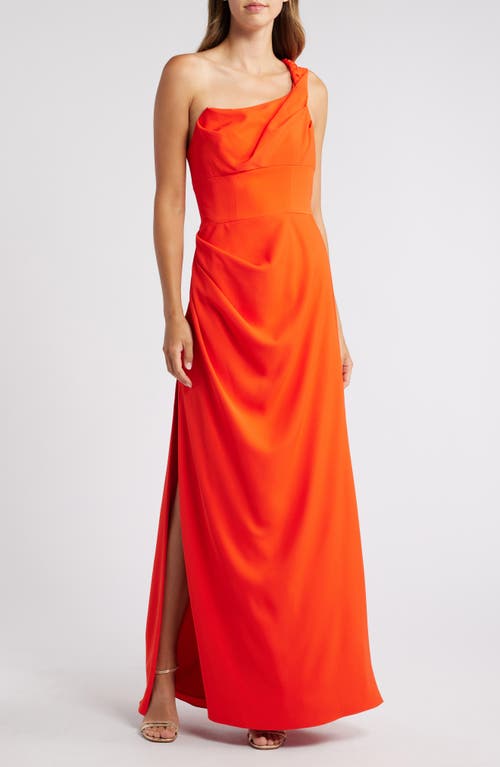 Black Halo Marion One-Shoulder Gown in Marmalade 