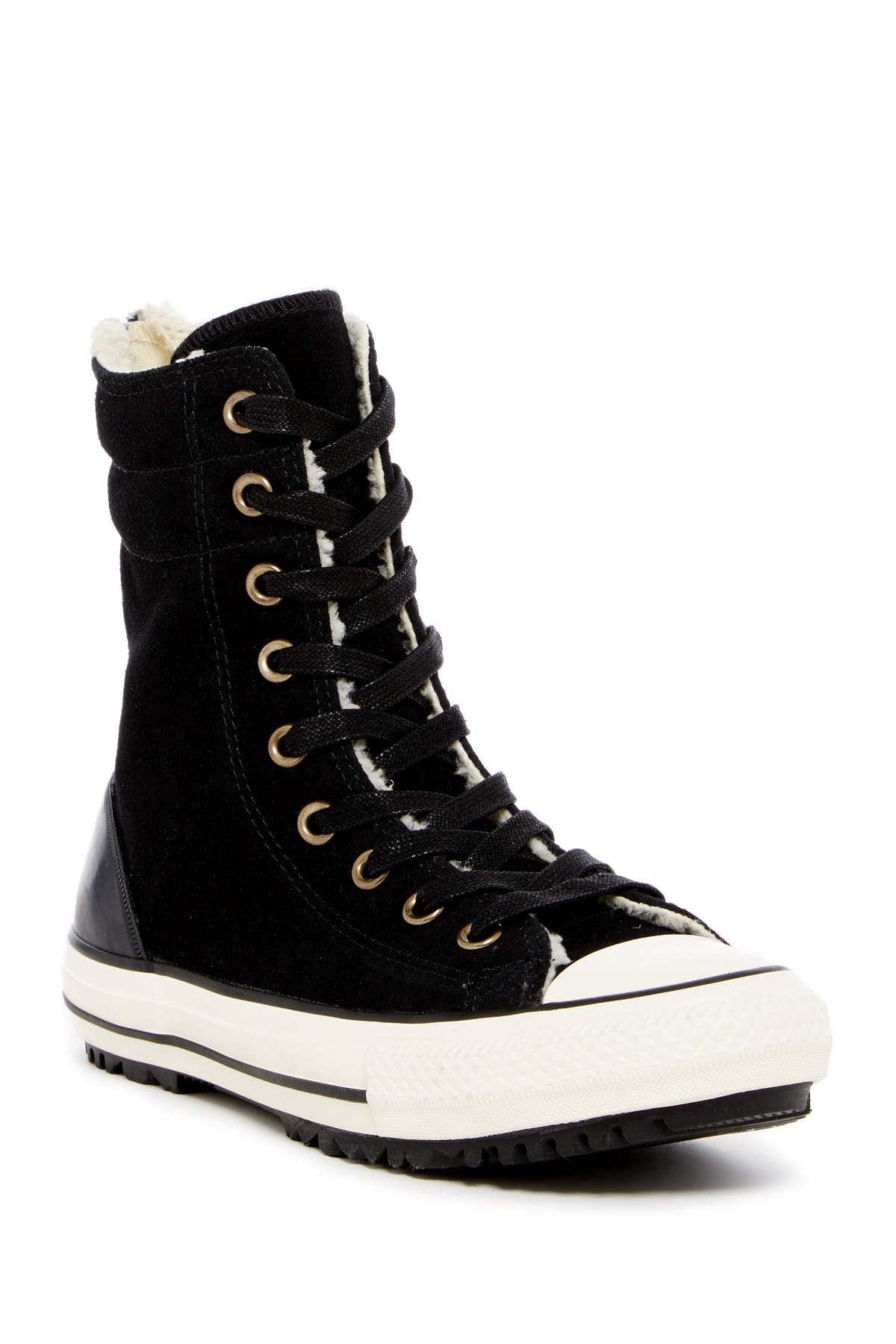 converse chuck taylor all star leather and faux shearling high rise