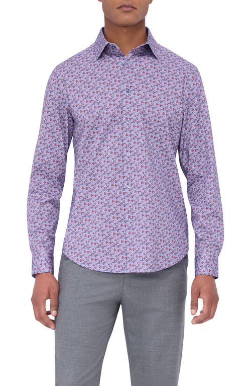 Bugatchi James Ooohcotton® Diagonal Check Button-up Shirt In Ruby