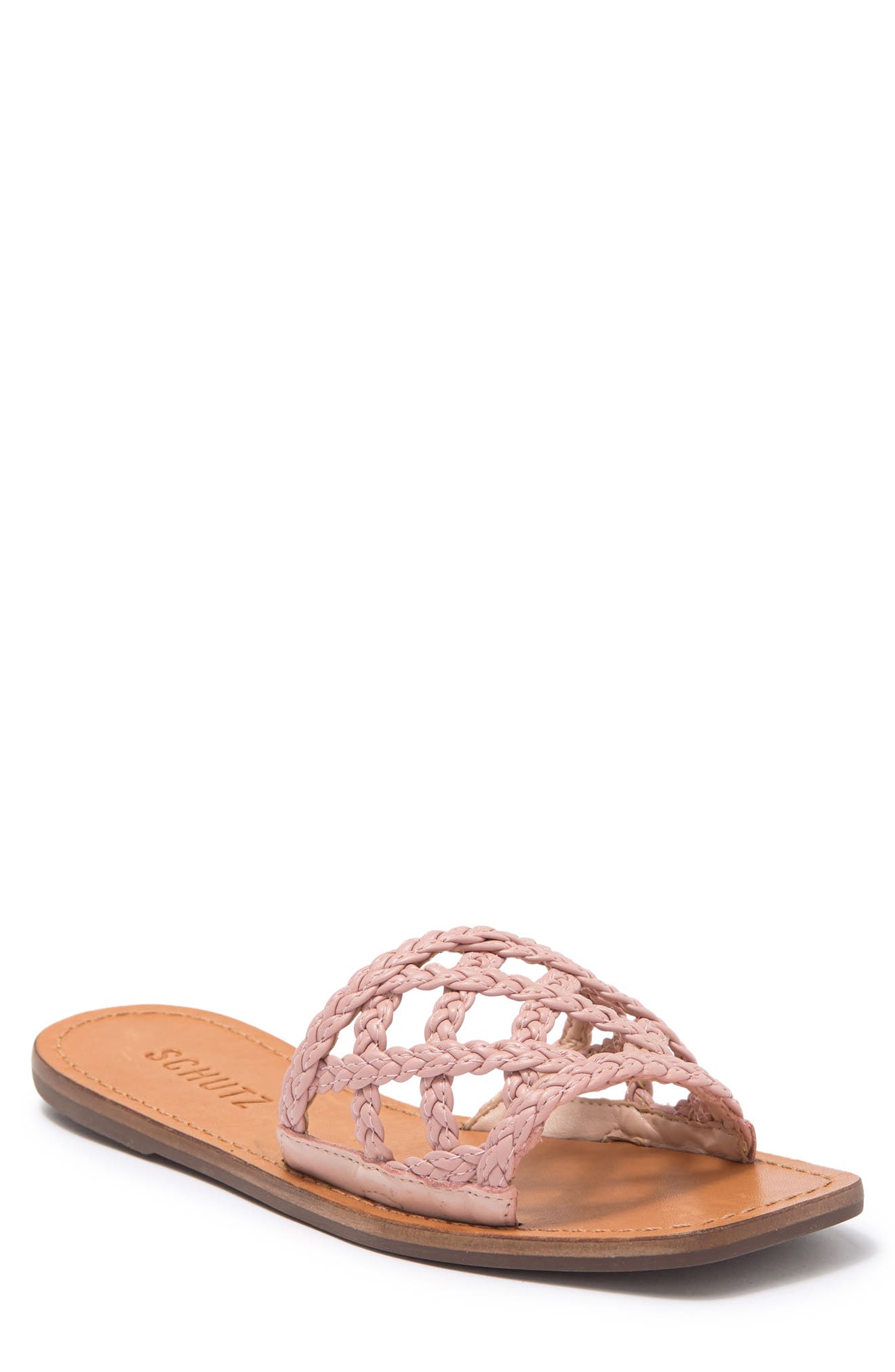 schutz soffy braided slide sandals