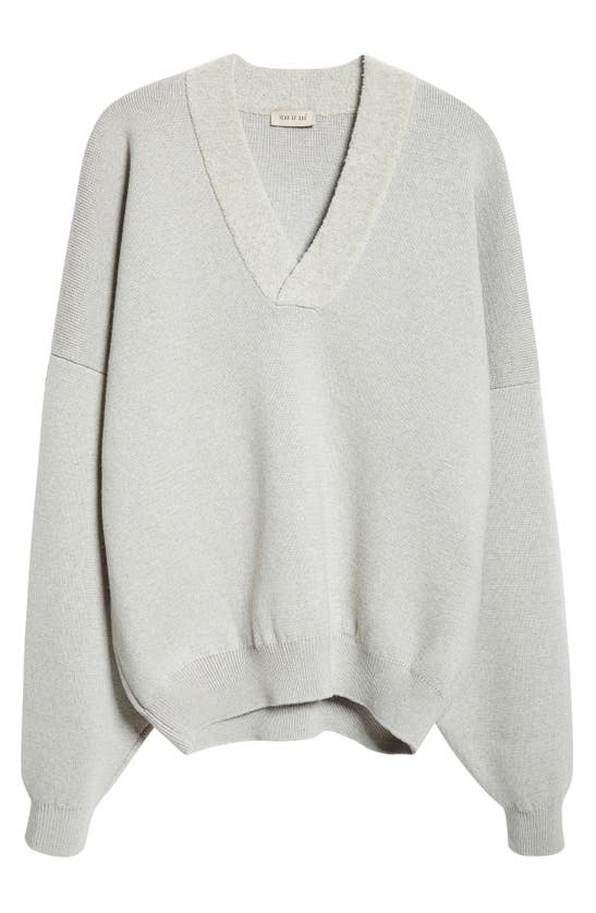 Fear Of God Virgin Wool Blend V-neck Sweater In Gray