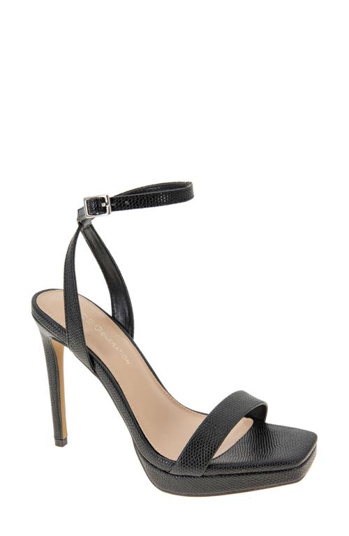 Caroline Ankle Strap Platform Sandal in Black Lizard