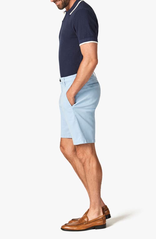 34 Heritage Nevada Flat Front Soft Touch Twill Shorts In Faded Denim Soft