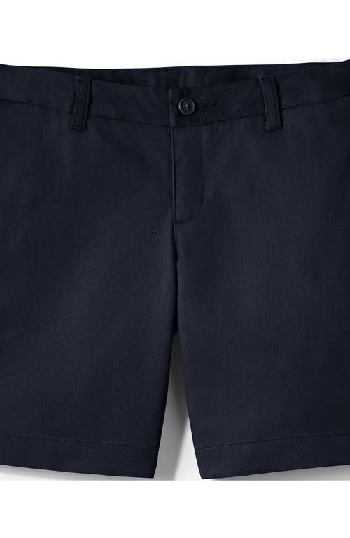 Shop Lands' End Little Girls Slim Plain Front Blend Chino Shorts In Classic Navy