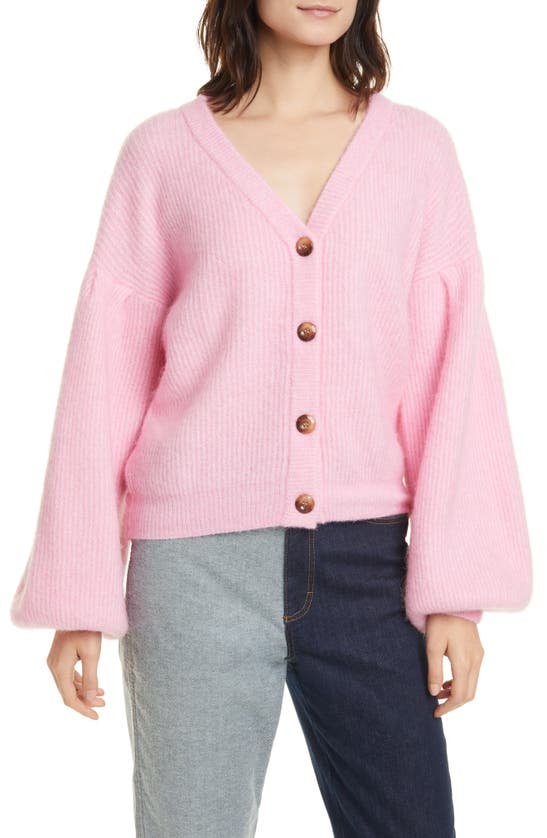 BAUM UND PFERDGARTEN CELINE RIB BALLOON SLEEVE CARDIGAN
