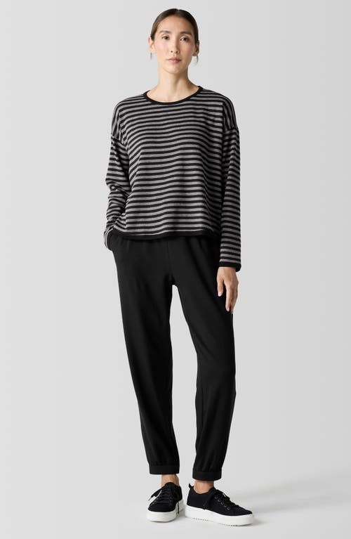 Shop Eileen Fisher Stripe Long Sleeve Top In Black/ash