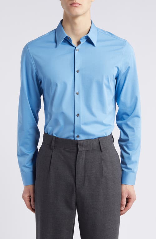 Theory Sylvain Nd Structure Knit Button-up Shirt In Blue