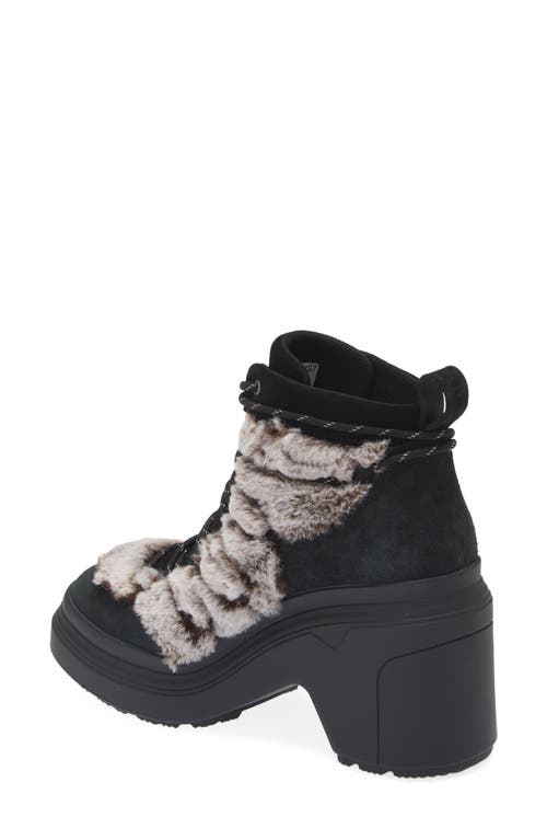 Shop Hunter Explorer Faux Fur Trimmed Lace-up Bootie In Black/natural