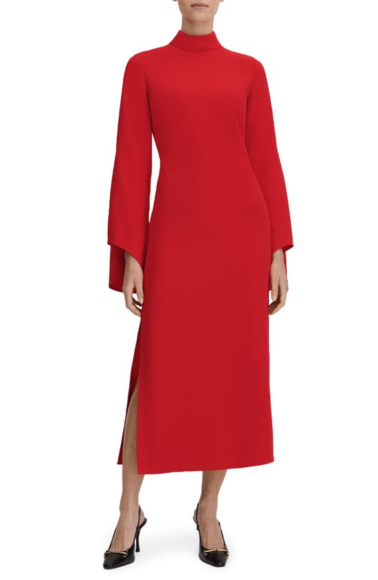 Shop Reiss Katya Long Sleeve Midi Dress In Red
