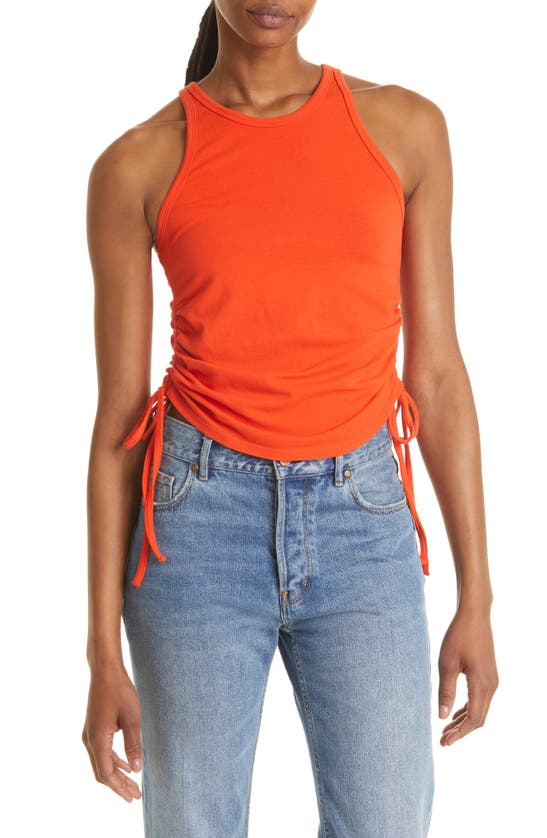 The Range Drawstring Ruched Tank In Fuego