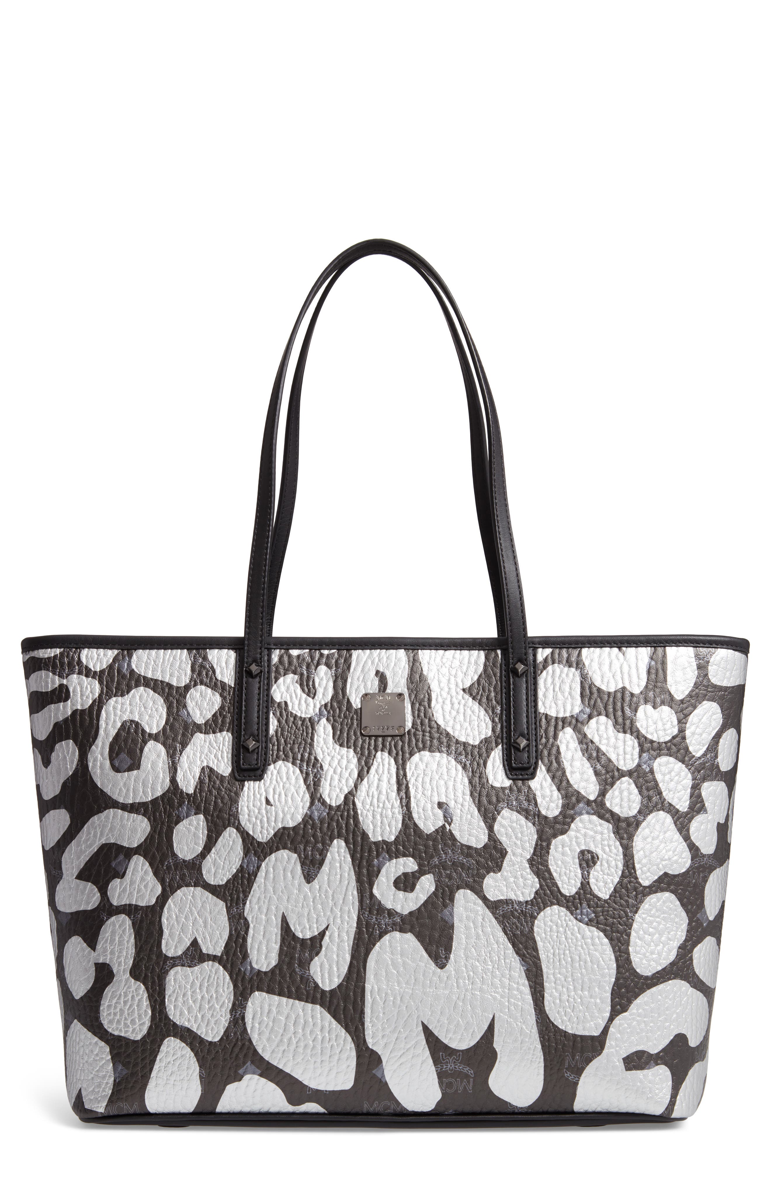 mcm anya leopard tote