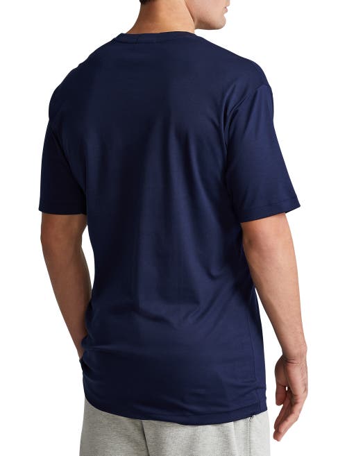 Polo Ralph Lauren Blue Crewneck T-shirt With Pony Embroidery On The Front In Animal Print