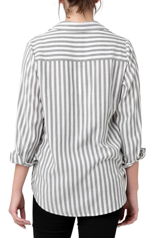 RIPE MATERNITY LOU STRIPE MATERNITY/NURSING BUTTON-UP SHIRT 