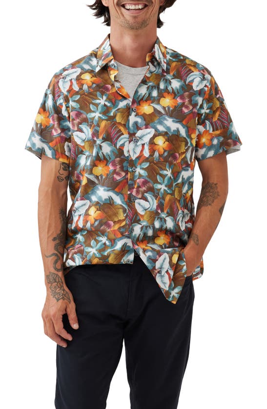Shop Rodd & Gunn Port Hutt Floral Short Sleeve Button-up Shirt In Rust
