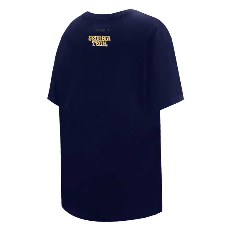 Shop Pro Standard Navy Georgia Tech Yellow Jackets Script Tail Oversized Boyfriend T-shirt
