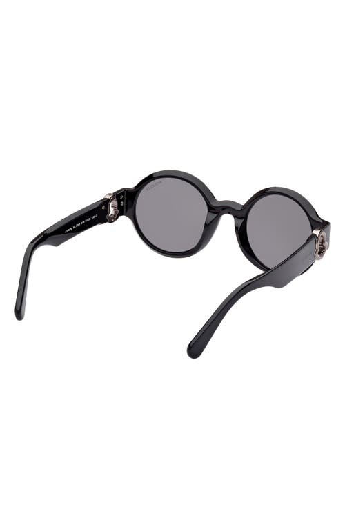 Shop Moncler 51mm Round Sunglasses In Black/gunmetal/smoke