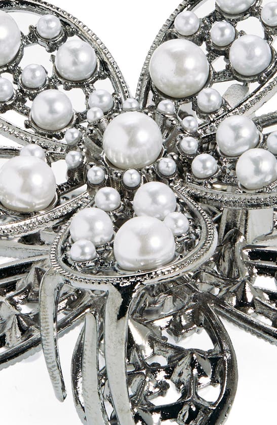 Shop Tasha Imitation Pearl Flower Claw Clip In Gunmetal
