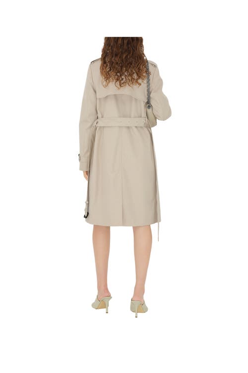 Burberry Mid-length Cotton Blend Trench Coat In Taupe