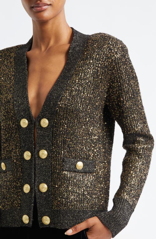 Shop L Agence L'agence Jinny Sequin Cardigan In Black/gold Sequin