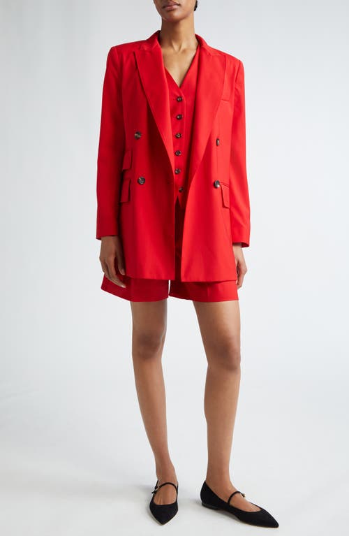 Shop Max Mara Nebbie Double Breasted Virgin Wool Blazer In Red