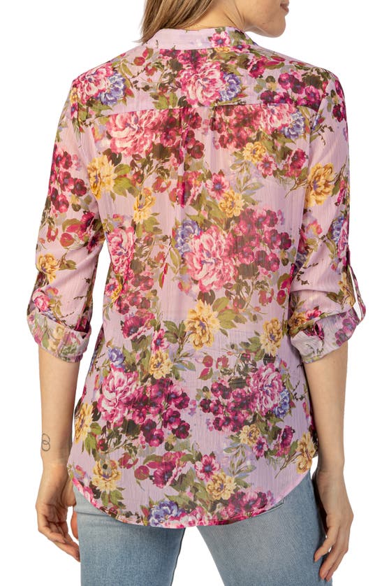 Shop Kut From The Kloth Jasmine Chiffon Button-up Shirt In Napoli-lavender/ Pink