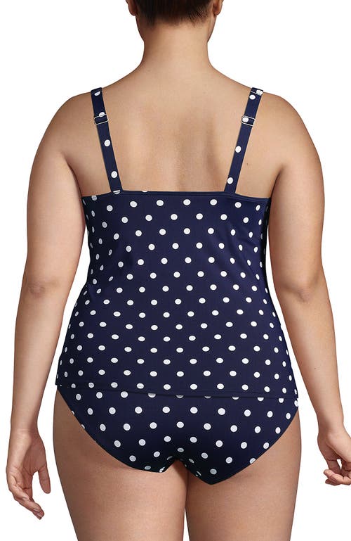 Shop Lands' End Plus Size Chlorine Resistant Square Neck Underwire Tankini Swimsuit Top In Deep Sea Polka Dot