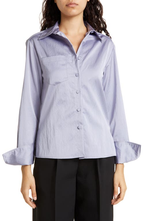 Aknvas Sabrina Satin Button-Up Shirt in Violet