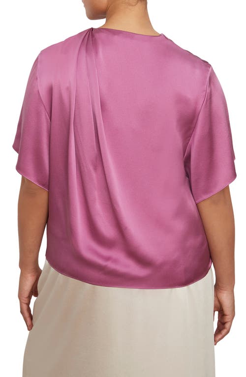 Vince Drape Neck Flutter Sleeve Silk Top In Camelia