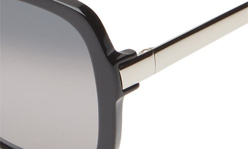 Maui Jim 58mm Polarized Oval Sunglasses In Black Silver Grey