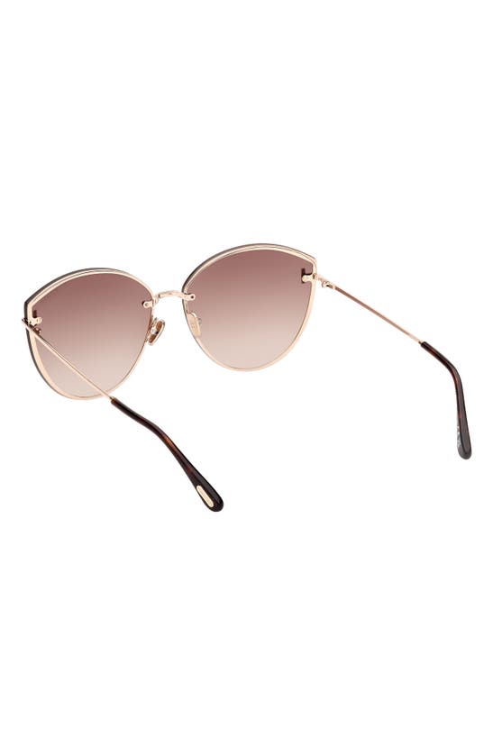 Shop Tom Ford Evangeline 63mm Oversize Gradient Cat Eye Sunglasses In Shiny Rose Gold / Brown Gold