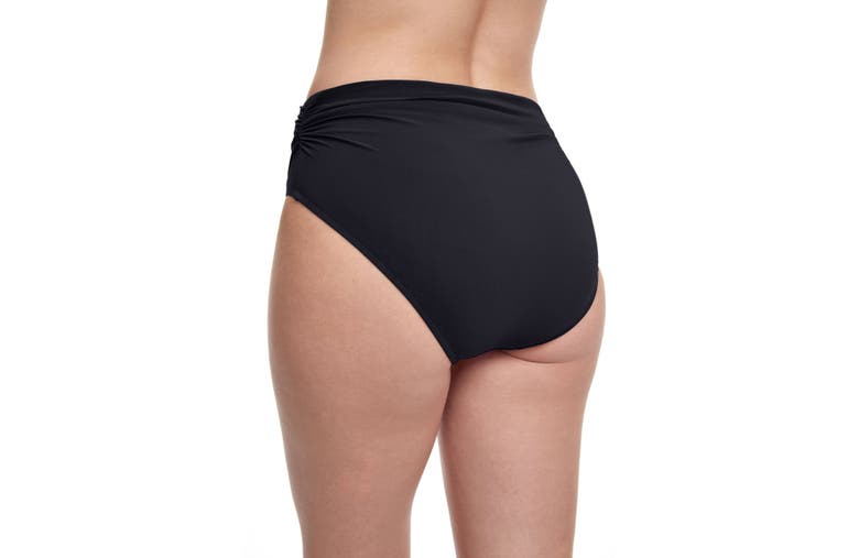 Profile By Gottex Womens Gathered Extra High Waist Swim Bottom Separates In Black